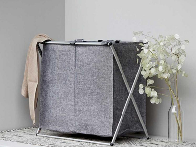 Kosh rrobash Wenko Hampers Duo, me 2 ndarje, gri