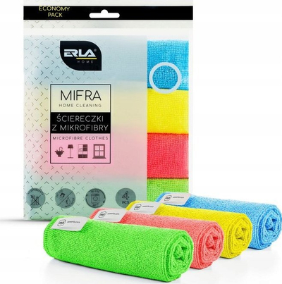 Set leckash mikrofibre Erla Mifra, 4 copë, XL 30x30cm, me ngjyra nga të gjitha