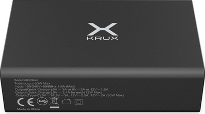 Krux KRX0044 Полнач 60W PD, 4x USB-A, 1x USB-C