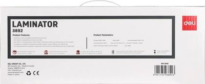 Laminator për letra Deli E3892-EU, A3, 410W