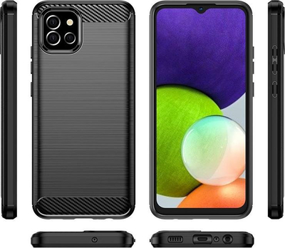 Mbrojtëse telefoni për Samsung Galaxy A03s, TPU e butë, stil karbon, e zezë