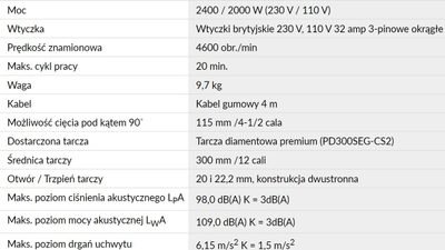 Prerëse elektrike Evolution R300DCT Plus, 300mm, 2400W, me teh diamant Premium