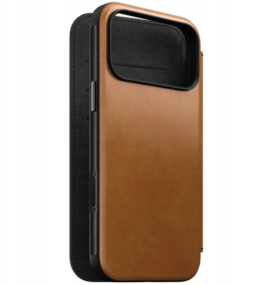 Kuti-portofol lëkure Nomad Modern Leather Folio për iPhone 17 Pro, kompatibile me MagSafe, ngjyrë kafe