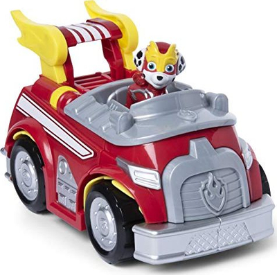 Lodër makinë Paw Patrol Marshall Powered Up Cruiser, me figurinë e Marshall-it, me drita dhe zëra, e kuqe
