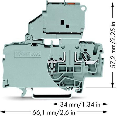 Bornë me siguresë Wago 2002-1611, 2.5mm², 6.3A, gri