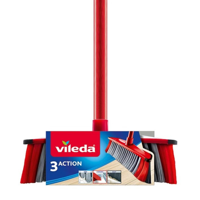 Fshesë dyshemeje Vileda Broom Broom Brush 3Action, fijet për flokë dhe pluhur, shumëngjyrëshe