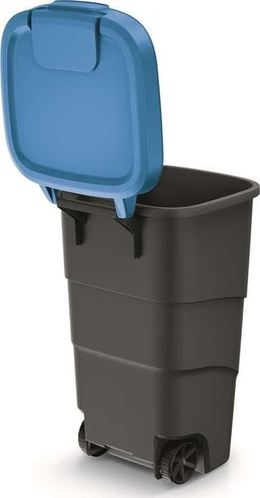Kosh mbeturinash Prosperplast Wheeler 90L, me rrota, kapak blu