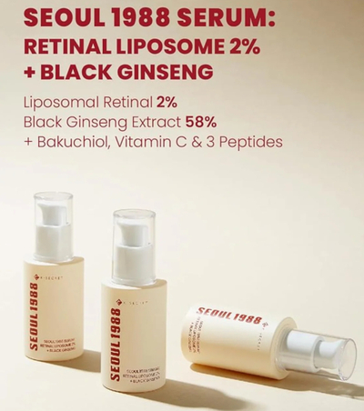 Serum K-SECRET SEOUL 1988: Retinal Liposome 2% + Black Ginseng, 30 ml