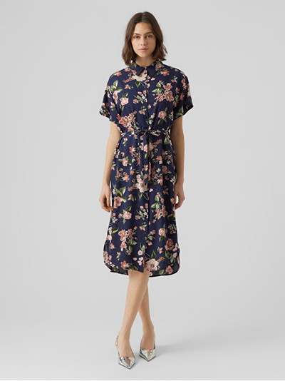 Fustan VERO MODA VMBUMPY, prerje e rregullt, i kaltër