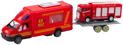 Set lodrash zjarrfikëse Fire Trucks Cars Drive, mekanizëm fërkimi, me mjete të shumta, i kuq