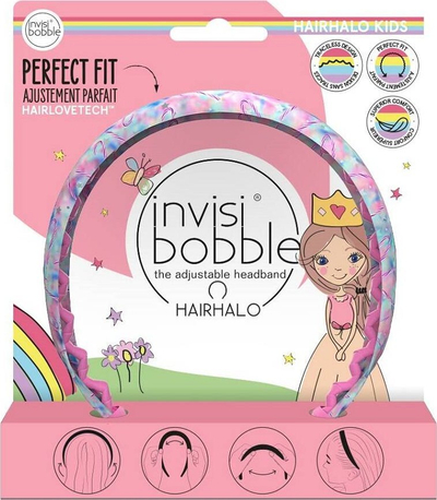 Shirit flokësh për fëmijë Invisibobble Kids Hairhalo, i rregullueshëm, dizajn Cotton Candy Dreams, shumëngjyrësh