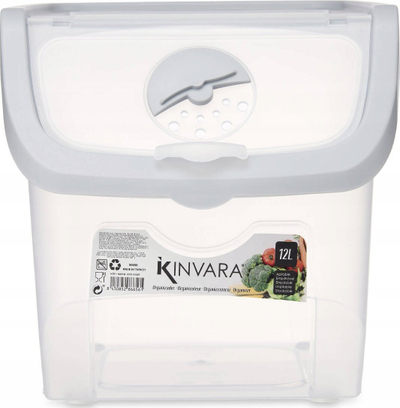 Пластична корпа за зеленчук, 12L, складирачка, проѕирно сива