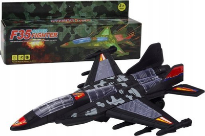 Avion lodër LEAN TOYS F35, me drita e zhurma, 30 cm, i zi