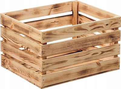 Arkë druri Kesper Wooden Burnt Crate, 47x36x28 cm, efekt i djegur, ngjyrë natyrale