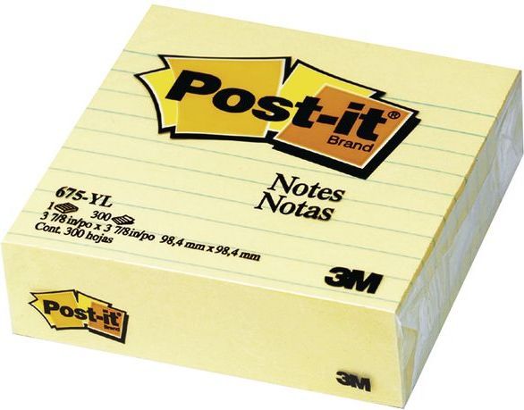 Letra ngjitëse Post-it 675-YL 100x100mm, me vija, të verdhë
