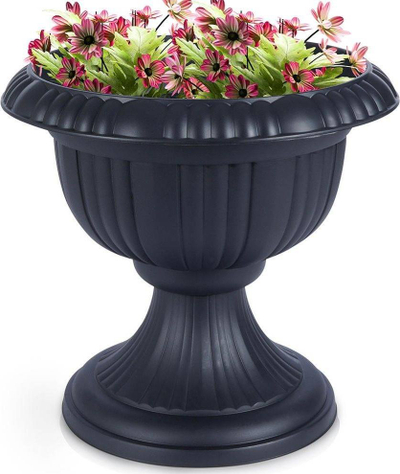 Vazo dekorative Koop, 36cm, plastike, gri me valëzime