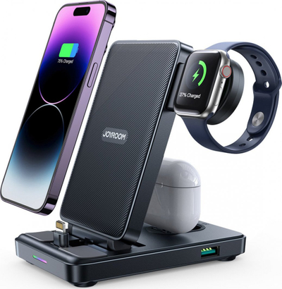 Stacion karikimi 4 në 1 Joyroom JR-WQS02, palosshëm, me USB, i zi