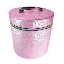 Kuti rrumbullake Jupiter Round Case, 20x22.5cm, me dorezë, rozë metalike