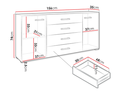 Komodë Toteri 2D4SZ (156 x 74 x 35)
