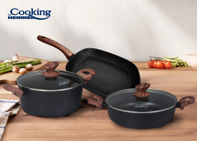 Set gatimi Cooking by Heinner Malta, 5 pjesë, alumin, i zi