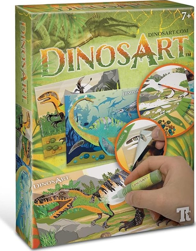 Set kreativ DinosArt Sand &amp; Foil Activity Kit, me dinozaurë, për kalamaj 7+