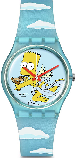 Orë dore për fëmijë Swatch The Simpsons Angel Bart SO28Z115, e kaltër