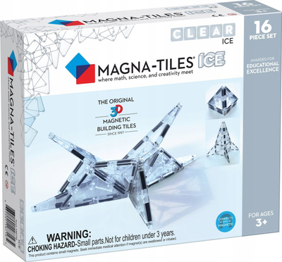 Lodër ndërtimi Magna-Tiles Ice, 16 copa magnetike, transparente