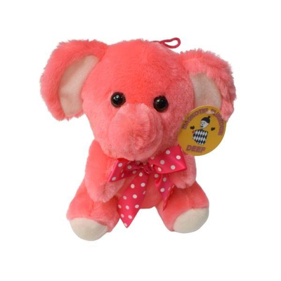 Lodër pelushi elefant Deer, 19cm, me fjongo me pika, rozë ose blu