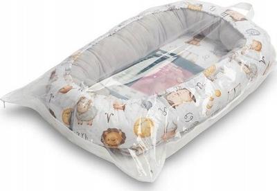 Fole për bebe Sensillo Baby Nest Muslin Zodiac, 80x45 cm, me jastëk, gri