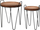 Set tavolina anësore Home Styling Collection, 2 copë, dru teak, kornizë metalike e zezë
