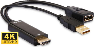 Adapter AV MicroConnect HDMDPP1, HDMI në DisplayPort, USB A, 4K, i zi