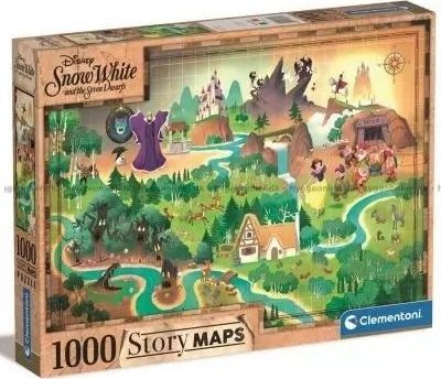 Puzzle Clementoni Story Maps Snow White, 1000 pjesë, 69x50 cm, shumëngjyrëshe
