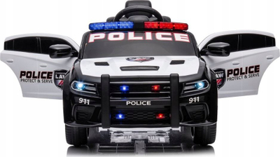 Makinë lodër me motor LEAN Toys Dodge Charger Police 022237, me bateri, bardh e zi