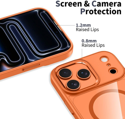 Kllapë telefoni Tech-Protect Magmat MagSafe për iPhone 17 Pro, transparente portokalli