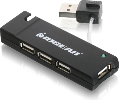 USB разводник IOGEAR 4 порти, USB 2.0, компактен, црн