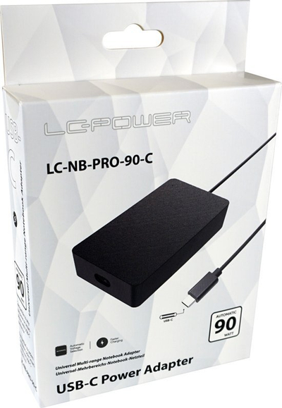 Универзален адаптер за лаптоп LC Power LC-NB-PRO-90-C, 90W, 110-240V, црн