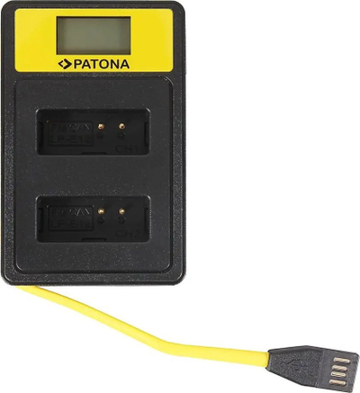 Karikues baterish PATONA Pro Dual Canon LP-E12, me ekran LCD, USB, ngjyrë e zezë