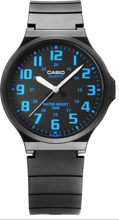 Orë dore Casio MW-240-2B, analoge, që s’ka problem nga uji, blu