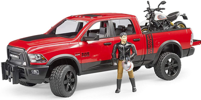 Играчка Bruder Dodge RAM 2500 Power Wagon, со приколка, со мотор Ducati Scrambler