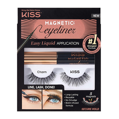 Set eyeliner magnetik me qerpikë KISS Magnetic Eyeliner Kit KMEK07C, 1 palë, i zi