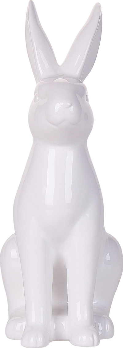 Figurë zbukuruese lepur qeramike Beliani Rabbit RUCA, me shkëlqim, e bardhë