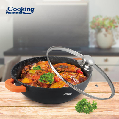Tenxhere me kapak Heinner Dark Line, 4.1L, 28cm, alumini i derdhur, e zezë