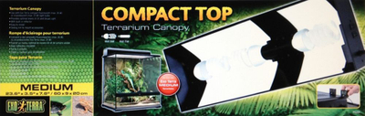 Kapak drite për terrarium Exo Terra Medium Compact Top, për llampa kompakte, 23.6\" x 3.5\" x 7.8\", i zi