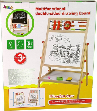 Tabla edukative druri Leantoys, 2 në 1, me abak dhe orë, me shumë ngjyra