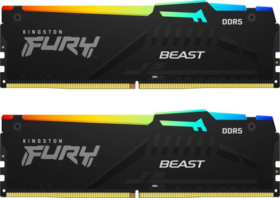 Memorie Kingston Fury Beast RGB, DDR5, 32 GB, 6400 MHz, CL32, KF564C32BBEAK2-32