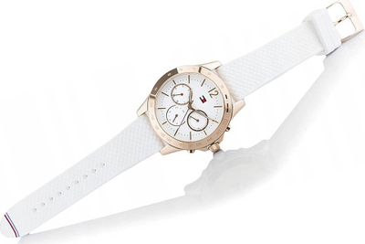 Orë dore Tommy Hilfiger Haven 1782199, për femra, mekanizëm quartz, rrip lëkure, e bardhë