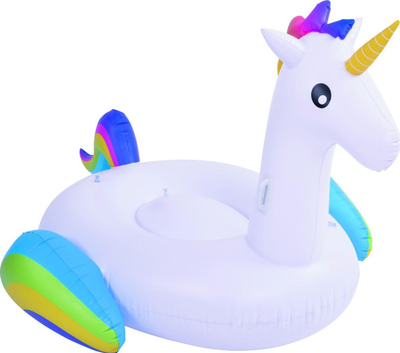 Dyshek frymë unicorn Jumbo, 218x120x160 cm, PVC, i bardhë me ngjyra
