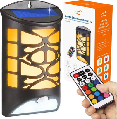 Lampë murale diellore LTC, 10W, me sensor lëvizje, IP65, e zezë