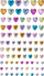 Kristale ngjitëse Rainbow Hearts, 84 copë, shumëngjyrëshe