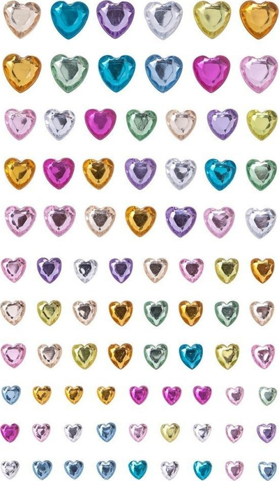 Kristale ngjitëse Rainbow Hearts, 84 copë, shumëngjyrëshe